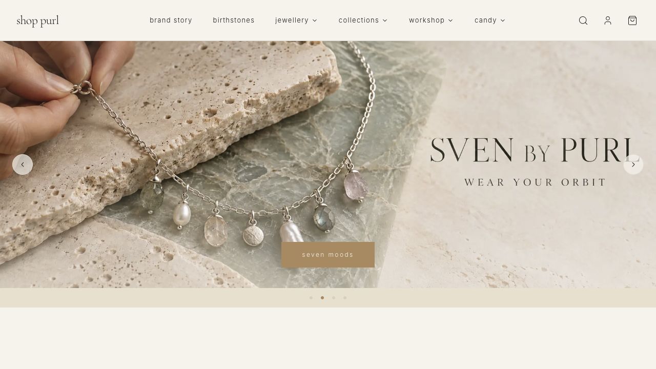 Shop Purl storefront featuring the Sven by Purl jewellery collection